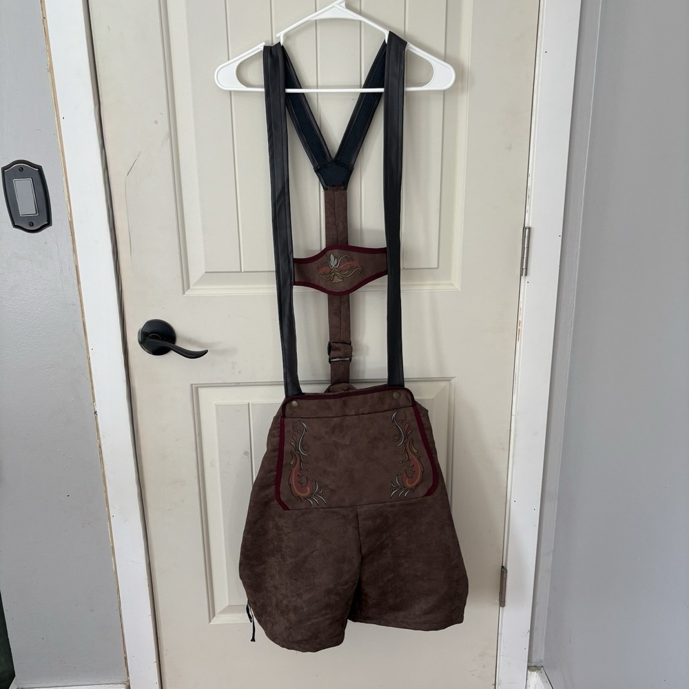 Men's Lederhosen Size XL Suede Leather German Bavarian Oktoberfest, Made In USA